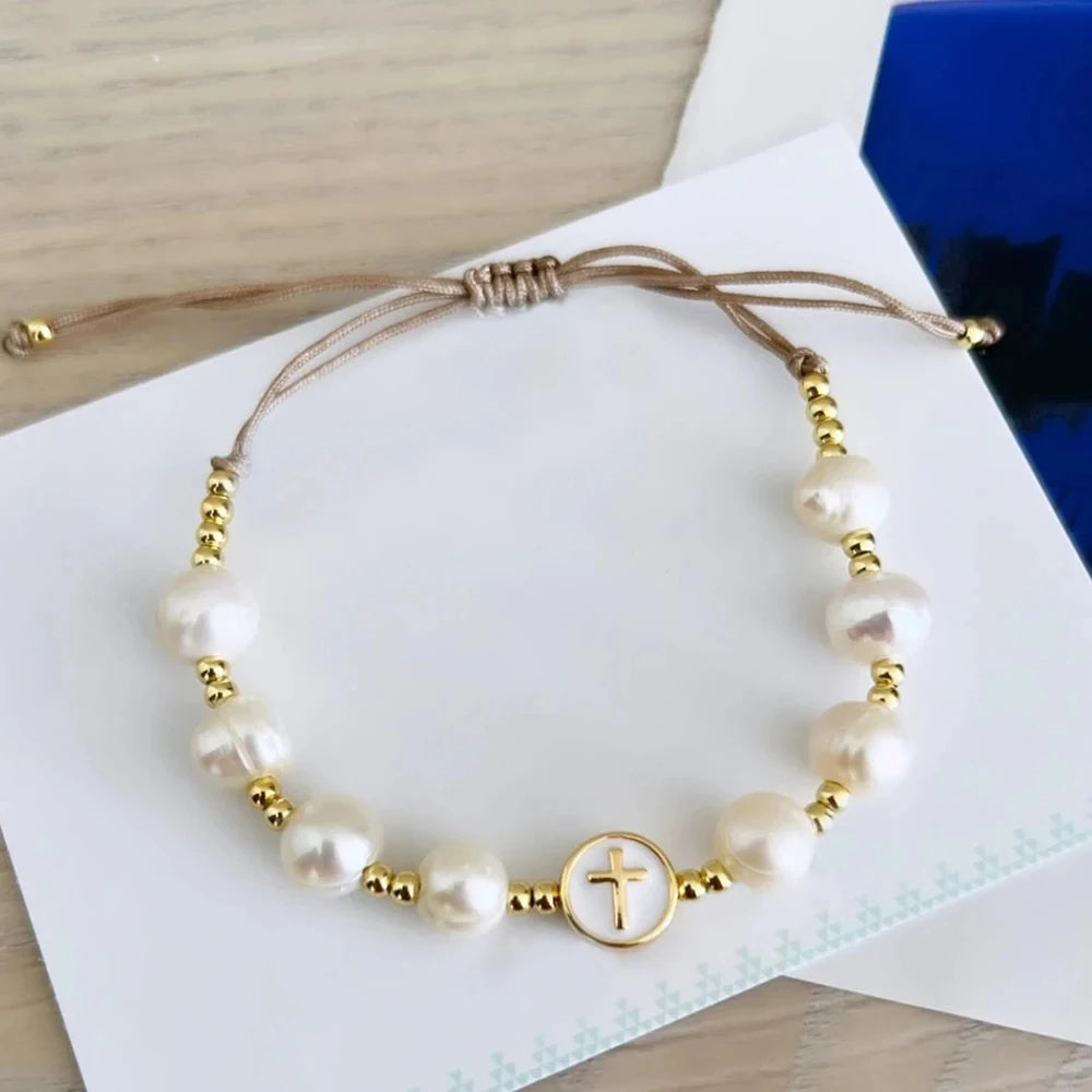 KKBEAD Natural Pearl Bracelet For Women Jewelry 18 K Gold Plated Waterproof Bracelets Pulseras