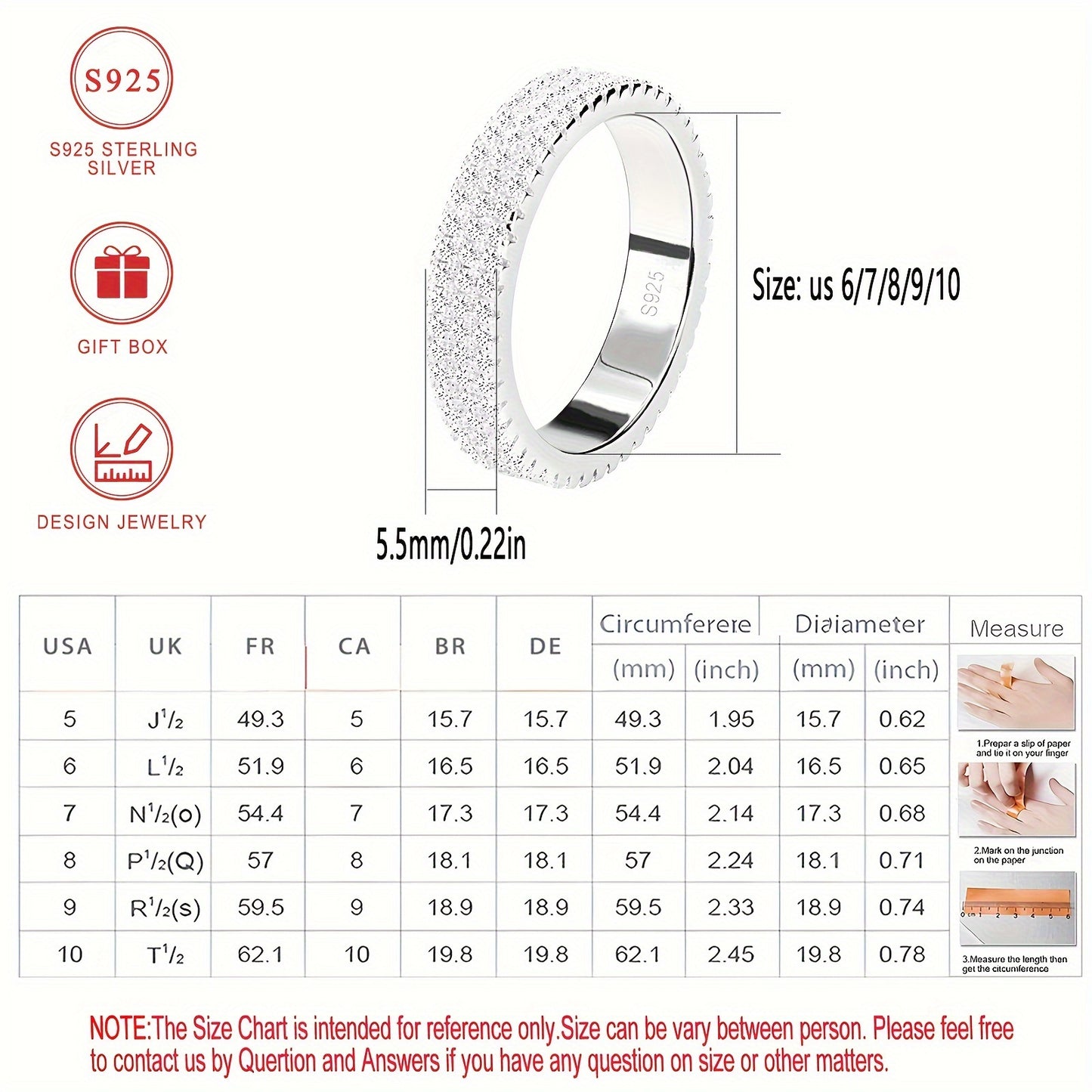 925 Sterling Silver Band Ring