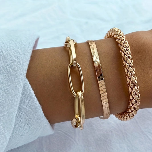 3pcs/Set Vintage Golden Multilayer Bracelet