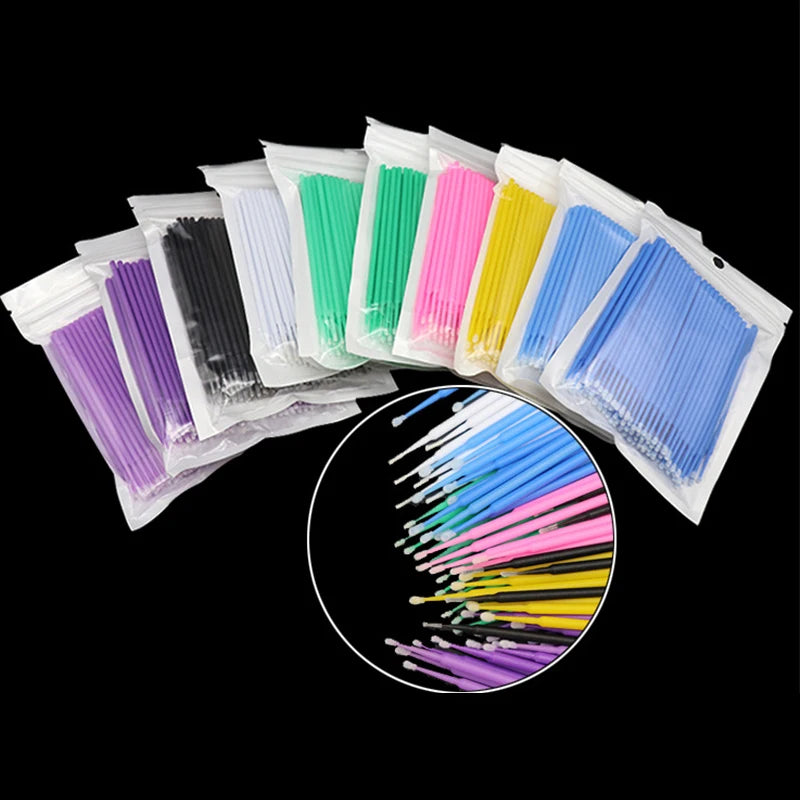 100PCS Cotton Swab Eyelash Brushes Individual Eyelashes Microbrush Lash Removing Lash Extension Accessories Tools