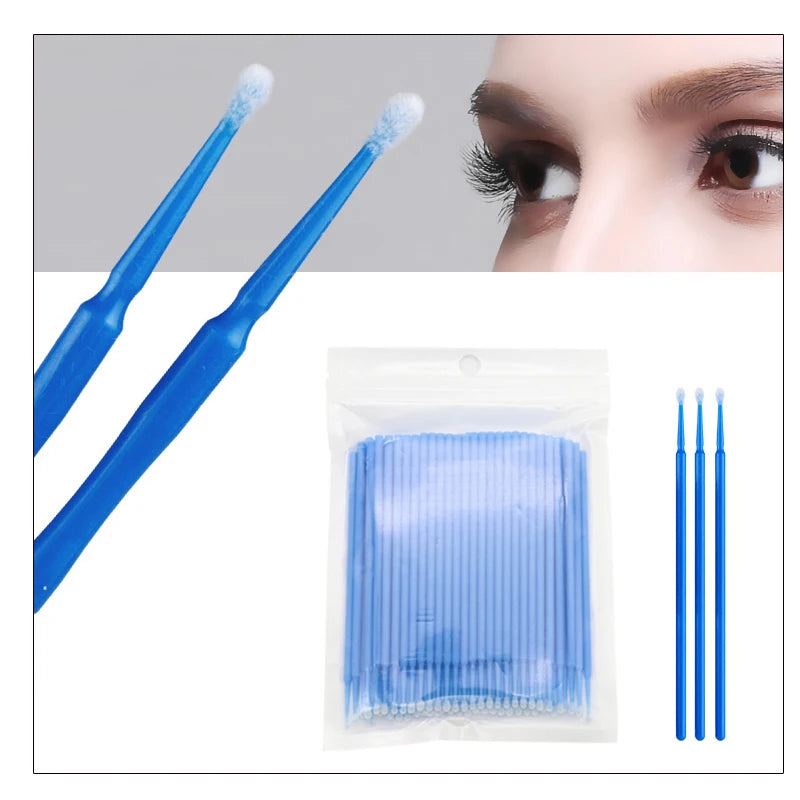 100PCS Cotton Swab Eyelash Brushes Individual Eyelashes Microbrush Lash Removing Lash Extension Accessories Tools