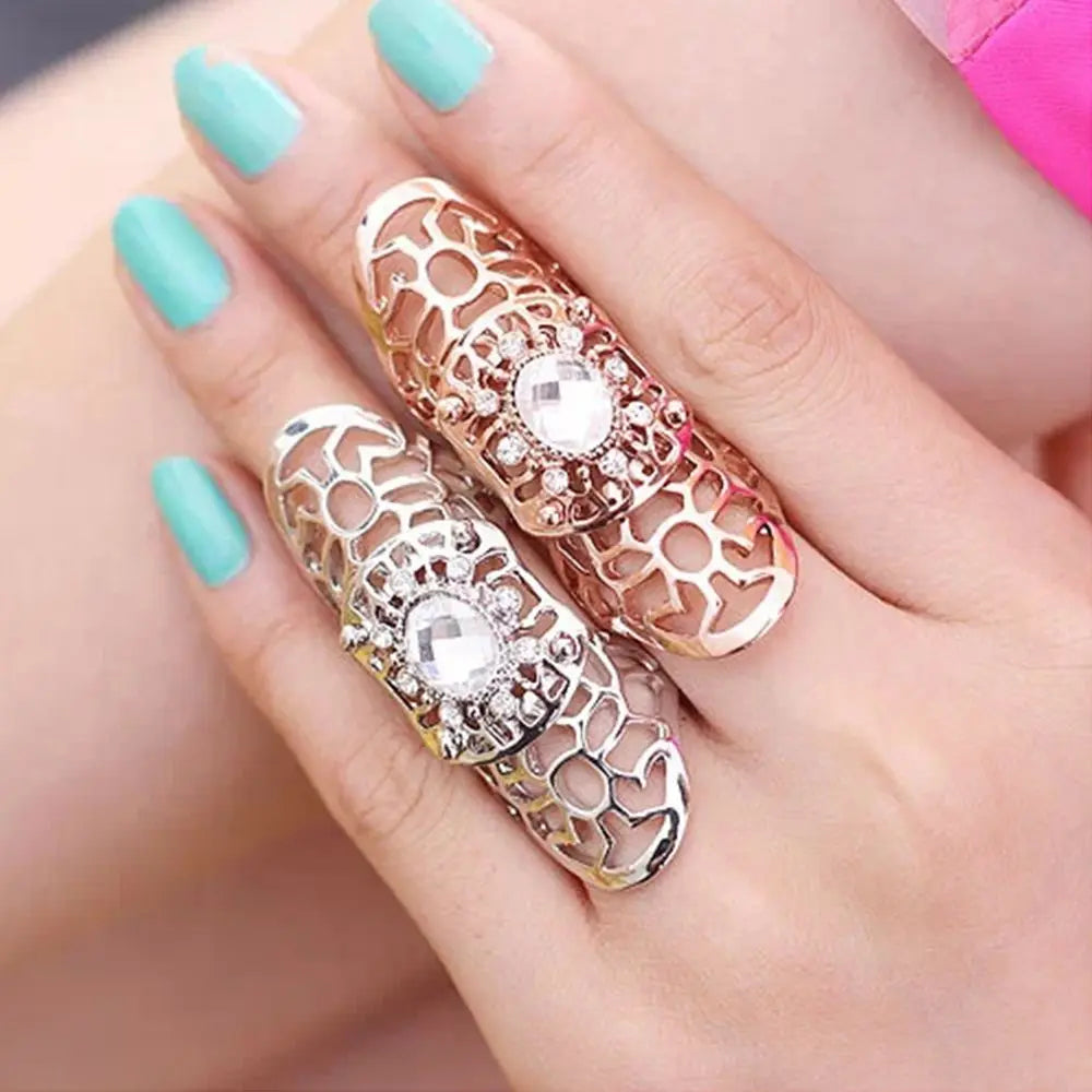 New 1 Pcs Cool Full Finger Claw Rings for Women /Men Fashion Jewelry Hollow Punk Rock Scroll Joint Crystal Ring for Party