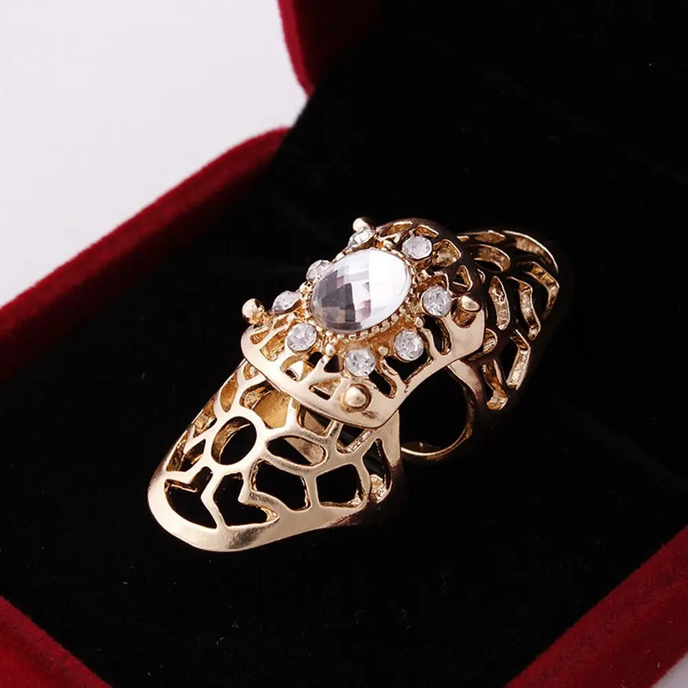 New 1 Pcs Cool Full Finger Claw Rings for Women /Men Fashion Jewelry Hollow Punk Rock Scroll Joint Crystal Ring for Party