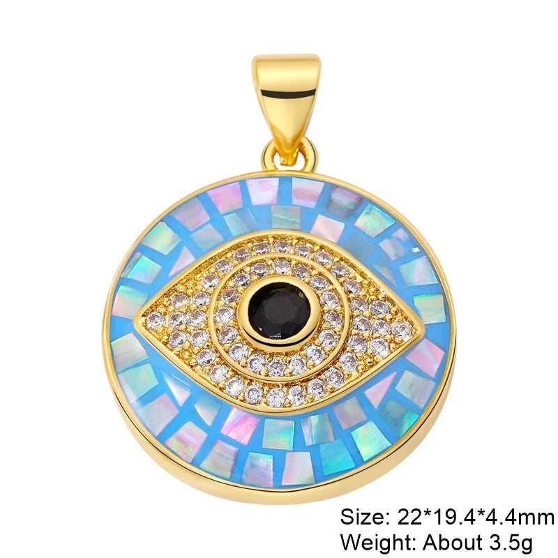 Juya Handmade 18K Real Gold Plated Opal Shell Round Turkish Greek