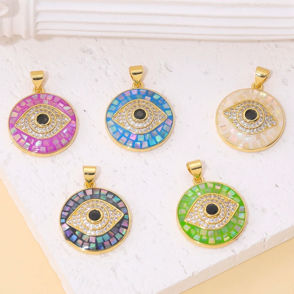 Juya Handmade 18K Real Gold Plated Opal Shell Round Turkish Greek