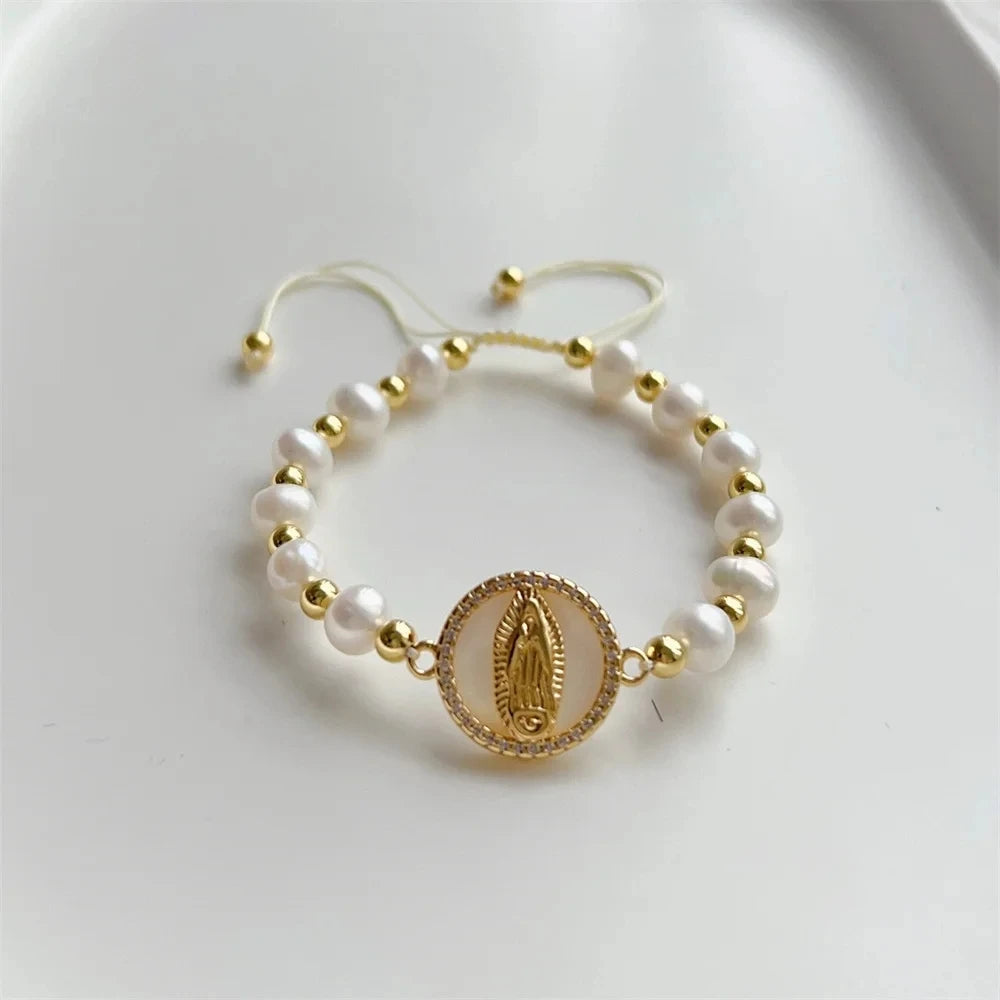 KKBEAD Natural Pearl Bracelet For Women  Jewelry 18 K Gold Plated Waterproof Bracelets Pulseras