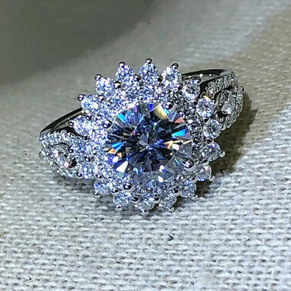 Silver Color Engagement Rings for Women Fashion White Zircon Stones Ring Anniversary Bridal Wedding Jewelry