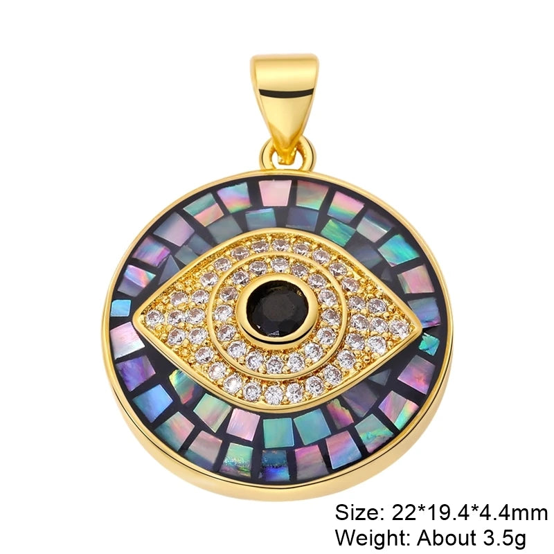 Juya Handmade 18K Real Gold Plated Opal Shell Round Turkish Greek