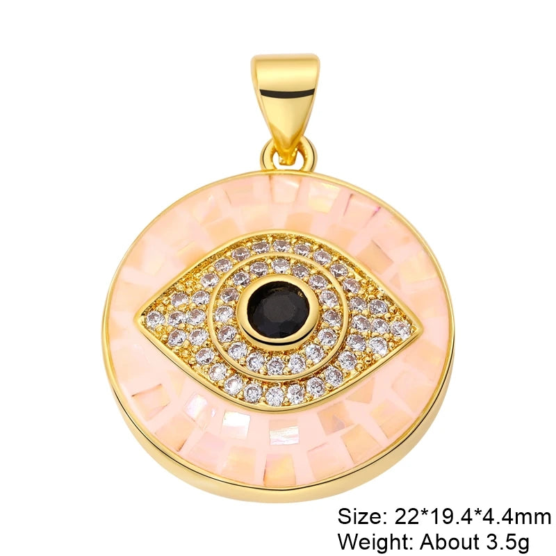 Juya Handmade 18K Real Gold Plated Opal Shell Round Turkish Greek