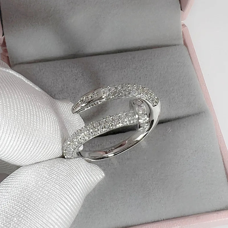 Women Adjustable Nail Ring Korean Fashion Punk Cubic Zirconia Ring