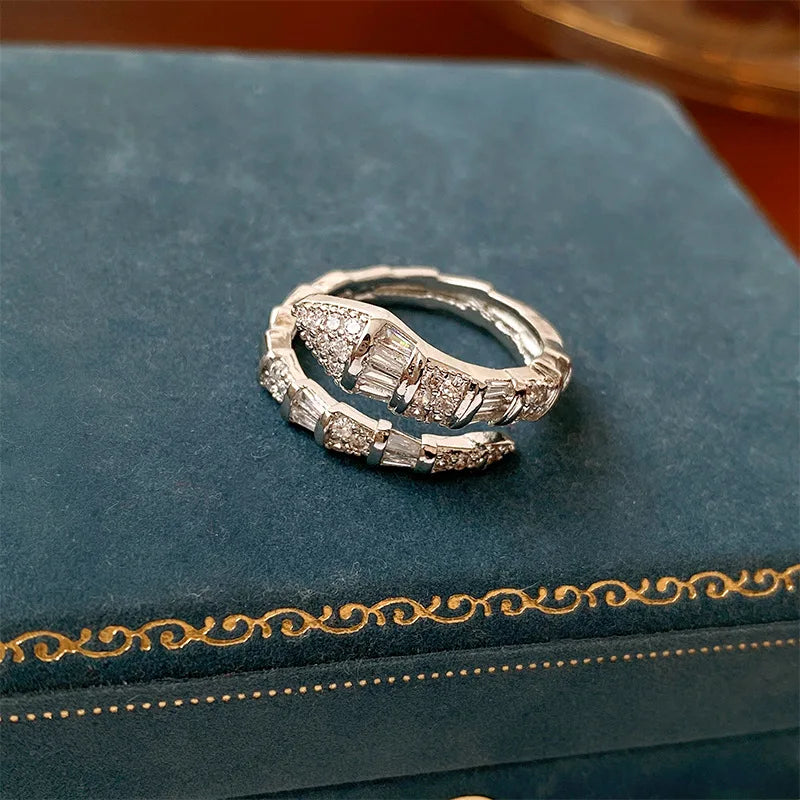 Women Adjustable Nail Ring Korean Fashion Punk Cubic Zirconia Ring