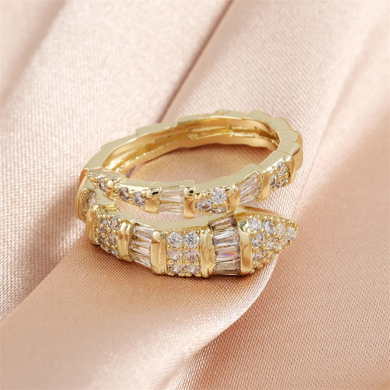 Women Adjustable Nail Ring Korean Fashion Punk Cubic Zirconia Ring