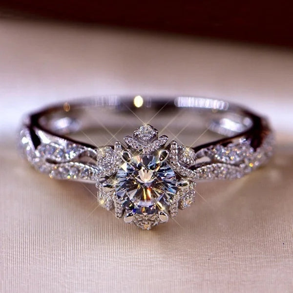Silver Color Engagement Rings for Women Fashion White Zircon Stones Ring Anniversary Bridal Wedding Jewelry