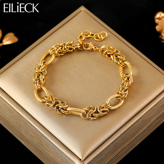 Stainless Steel Twisted Bracelet Bangles For Women Trendy 18K Gold Plated Wrist Chain Waterproof Jewelry Gift Party