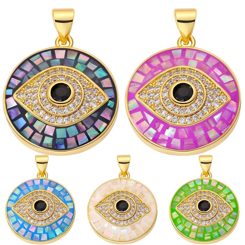 Juya Handmade 18K Real Gold Plated Opal Shell Round Turkish Greek