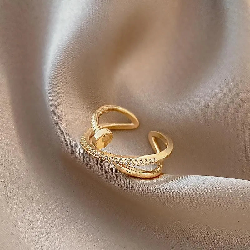 Women Adjustable Nail Ring Korean Fashion Punk Cubic Zirconia Ring