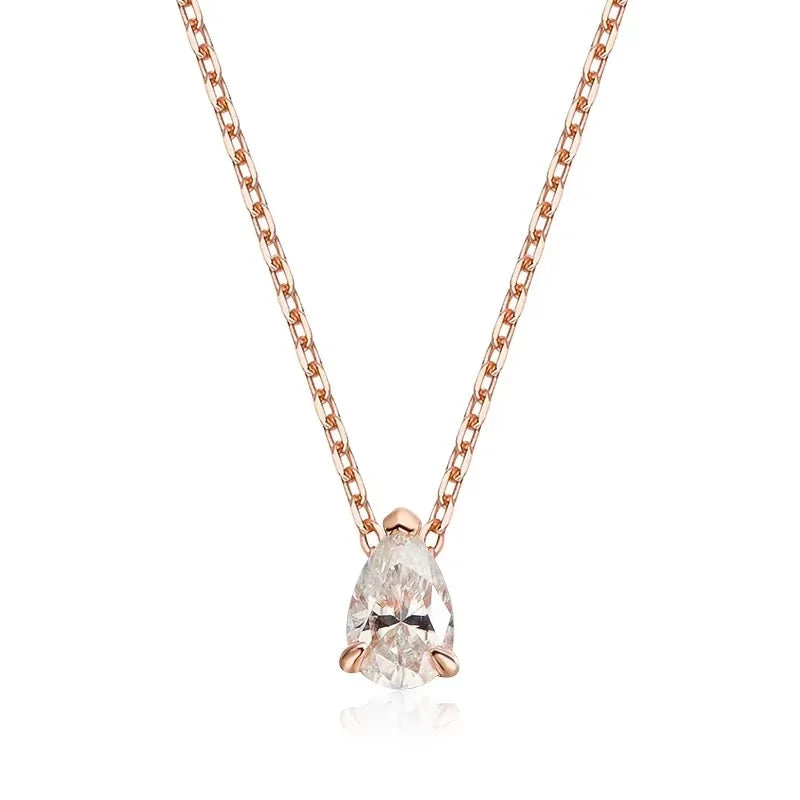 Smyoue Certified 1CT 2CT Pear Cut D VVS1 Moissanite Necklace for Women 18k Gold Plated Jewelry 100%  Sterling Silver 925 Pendant