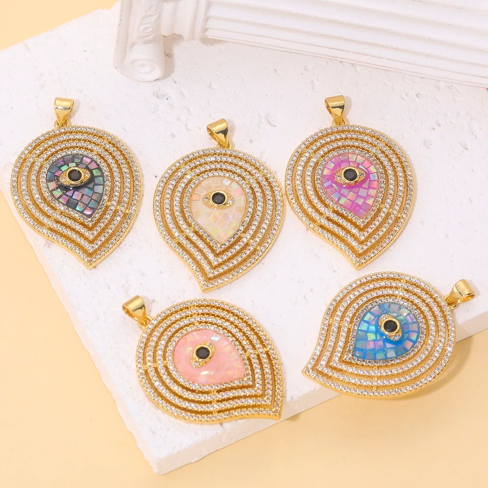 Juya Handmade 18K Real Gold Plated Opal Shell Round Turkish Greek